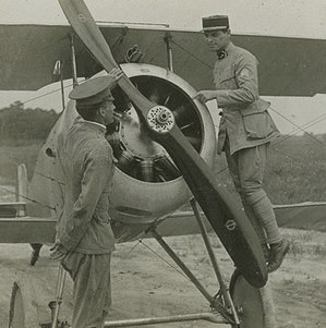 3D image of men inspecting plane.