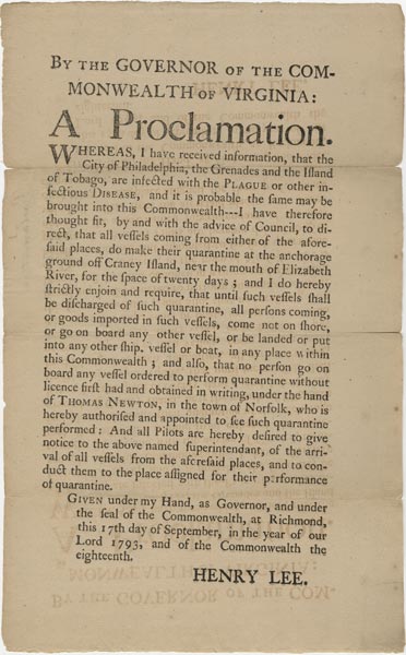 Yellow Fever 1793 Philadelphia. September 17, 1793