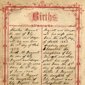 Bryant family Bible record, 1858-1942. Accession 52677. icon